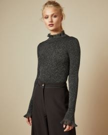 Milnia Frill Neck Detail Ribbed Lurex Jumper at Ted Baker