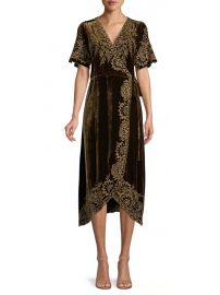 Mina Embroidered Velvet Wrap Dress by Johnny Was at Saks Fifth Avenue