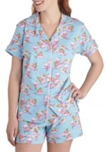 Mindys blue bird print pajamas at Modcloth