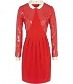 Mindy's red peter pan collar dress at Reiss