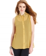 Mindy's yellow studded collar shirt at Macys at Macys