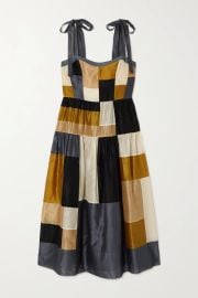 Minerva patchwork cotton and silk-blend midi dress at Net a Porter