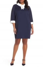 Ming Wang Bow Neck Shift Dress  Plus Size    Nordstrom at Nordstrom