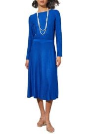 Ming Wang Long Sleeve Pleated Midi Dress at Nordstrom