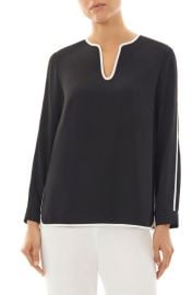 Ming Wang Split Sleeve Crêpe de Chine Top at Nordstrom