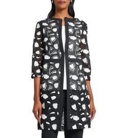 Ming Wang Two-Tone Lace Round Neck 34 Sleeve Jacket Dillardx27s at Dillards