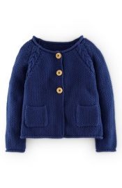 Mini Boden Cable Knit Detail Button Cardigan at Nordstrom