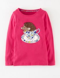 Mini Boden Story Book Appliquand233 Long Sleeve Tee in pink at Nordstrom