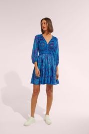 Mini Dress Anabelle - Blue Gauguin Resort Collection at Poupette St Barth