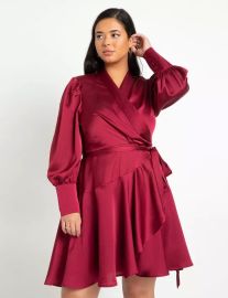 Mini Satin Wrap Dress  Women39s Plus Size Dresses at ELOQUII