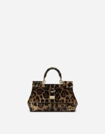 Mini Sicily handbag in leo-print polished calfskin at Dolce & Gabbana