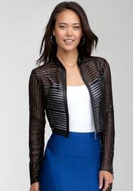 Mini Striped Leather Jacket at Bebe