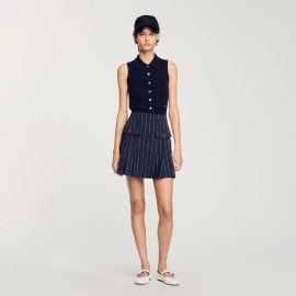 Mini striped pleated skirt blue For Women Paris at Sandro