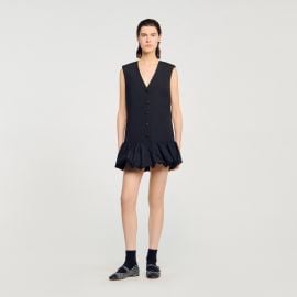 Mini tailored dress with ruffle black gray For Women Paris at Sandro