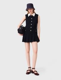 Mini tweed dress with removable collar Blue For Women at Maje