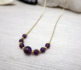 Minimalist Dainty Necklace Small Purple Bead at Etsy