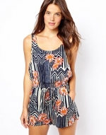 MinkPink Maui Printed playsuit at Asos