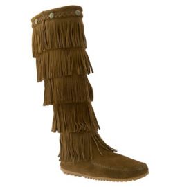 Minnetonka 5 Layer Fringe Boot in Dusty Brown at Nordstrom