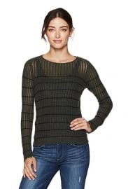 Minnie Rose Womens Stripped Distressed Cashmere Sweater at Amazon