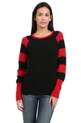 Minnie Rose striped sleeve sweater at Couture Candy