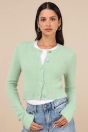 Mint Eyelash Knit Cardigan - Cropped Cardigan - Fuzzy Cardigan - Lulus at Lulus