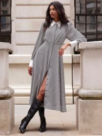 Mint Velvet Heart Print Midi Shirt Dress BlackWhite at John Lewis