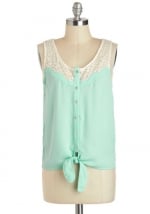 Mint and white lace top at Modcloth