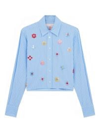 Mira Mikati Stripe sequin-embellished Shirt Blue at Farfetch