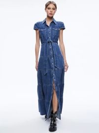 Miranda Maxi Denim Dress In Lola Blue Alice And Olivia at Alice + Olivia