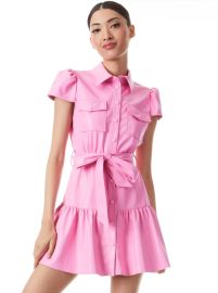 Miranda Vegan Leather Short Sleeve Mini Dress In Primrose Alice And Olivia at Alice + Olivia