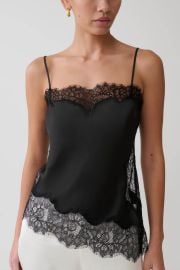 Miriam Satin amp Lace Camisole - Black MESHKI US at Meshki