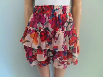 Misa Los Angeles Tiered Ruffle Trim Floral Print Mini Skirt at eBay