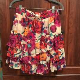 Misa Los Angeles Tiered Ruffle Trim Floral Print Mini Skirt at Poshmark