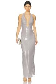 Misha Alusia Sequin Gown In Pewter at Revolve