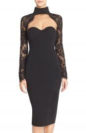 Misha Collection   x27 Carolena  x27  Lace  amp  Jersey Midi Dress at Nordstrom