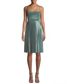 Misha Janelle Double-Slit Metallic Dress at Neiman Marcus