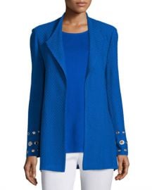 Misook Long Knit Jacket with Grommet Detail at Neiman Marcus