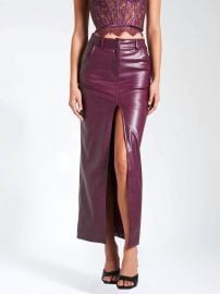 Miss Circle - Faux Leather Maxi Skirt With Slit Snagged amp Bagged at Snagged & Bagged