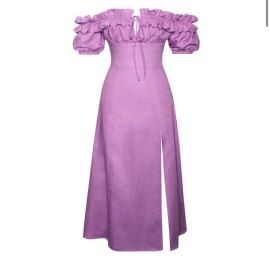 Miss Circle NY Quinley Lilac Off The Shoulder Linen Midi Dress at Poshmark