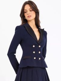 Miss Circle Nasia Navy Blue Double Breast Backless Blazer at Macys