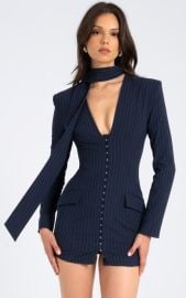 Miss Circle Tahlia Deep V Mini Blazer Dress with Scarf at Nordstrom