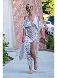 Miss Monroe Taupe Zebra Silky Maxi Dress at Miss Monroe