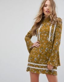 Missguided Floral Flare Sleeve Dress at ASOS