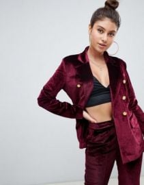 Missguided velvet suit blazer in red at asos com at Asos