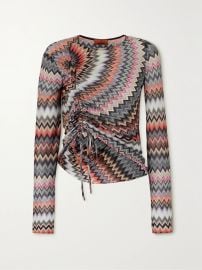 Missoni Gathered Cutout Crochet Knit Cotton Blend Top at Net a Porter