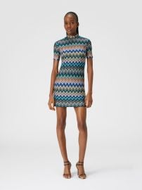 Missoni Short sleeved mini dress in zig zag viscose at Missoni