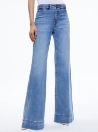 Missy Braided Waistband Jean In Ivy Blue Alice Olivia at Alice + Olivia