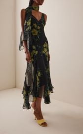 Mistica Silk-Chiffon Midi Dress By De La Vali at Moda Operandi