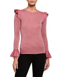 Mittie Metallic Ruffle-Sleeve Sweater at Last Call