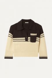 Miu Miu - Cropped striped cashmere polo shirt at Net A Porter